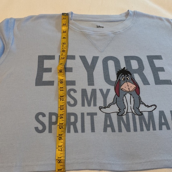 Disney EEYORE Cropped Waffle Tee Long Sleeves Oversized Size Small Baby Blue - Picture 7 of 10